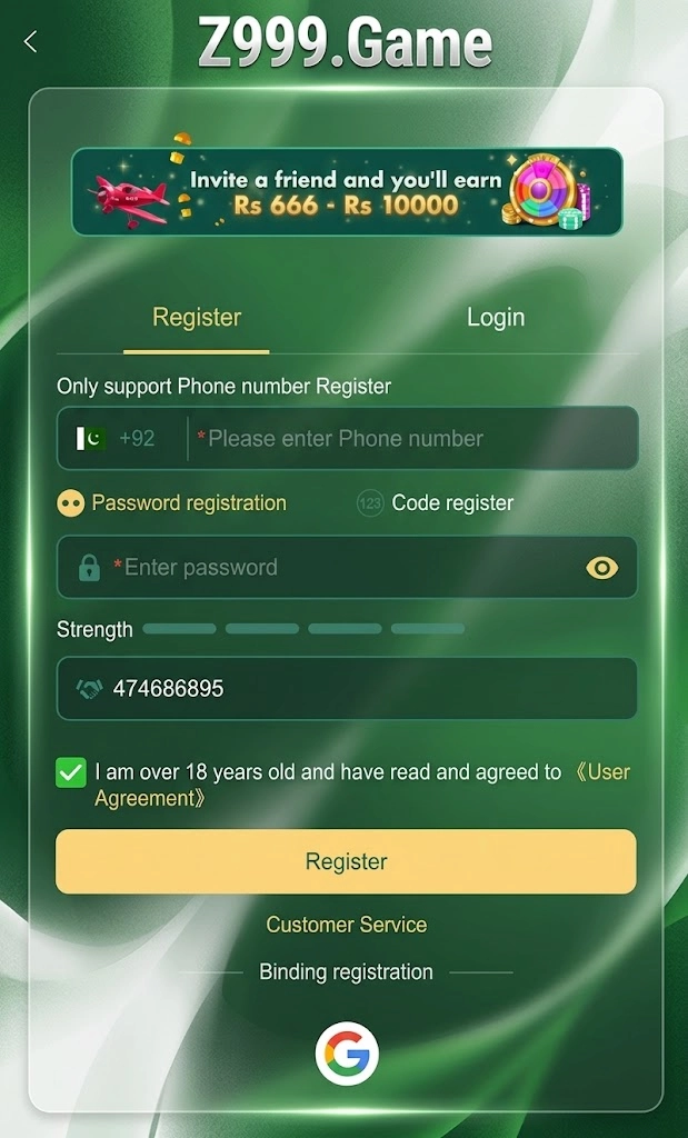 Z999 Register & Login